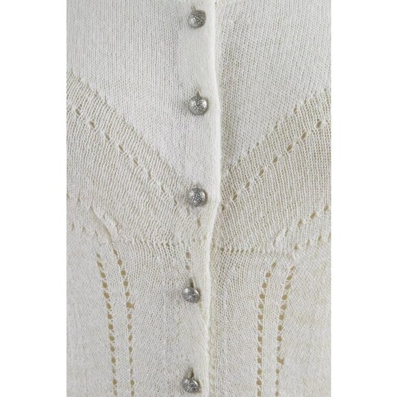 KNITTED & KNOTTED IVORY SHIMMER PALETTE CARDIGAN SWEATER - Picture 3 of 9
